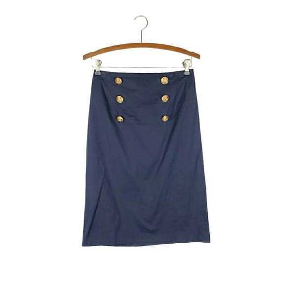 Shabby Apple Pencil Skirt Nautical Pinup Retro Wiggle Navy Blue Size XS - Picture 1 of 7